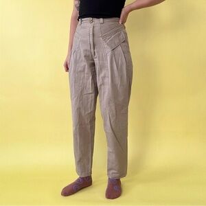 Vintage Beige High-Waisted Pants